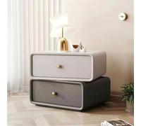 HADECOLL Double Layer Nightstand With Silent Sliding Drawers 360° Rotating Top Technical Leather Finish Modern Design 50 X 48 X 48 Cm Perfect For Bedroom Storage,Gris-19.7 * 15.7 * 18.9In