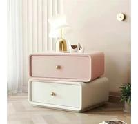 HADECOLL Double Layer Nightstand With Silent Sliding Drawers 360° Rotating Top Technical Leather Finish Modern Design 50 X 48 X 48 Cm Perfect For Bedroom Storage,Rose-19.7 * 15.7 * 18.9In