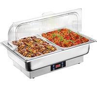 HADECOLL Electric Stainless Steel Buffet R And Warming Tray - 9L Chafing Dish Buffet Set For Catering And Parties, Adjustable Temperature Double Grid Buffet Warmer,Single Grid,Double Grid