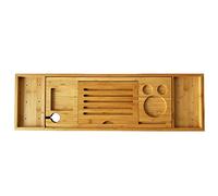 HADECOLL Extendable Bathtub Tray Wooden Bath Organizer Rack Bathroom Book Wine Tablet Holder Reading Shelf Bath Tray,