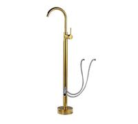 HADECOLL Free Standing Bath Mixer Tap Freestanding Basin Faucet Single Lever Hot And Cold Floor Standing Bath Mixer Tap, Black,Gold