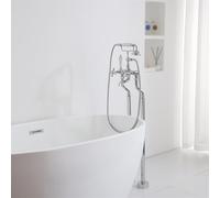 HADECOLL Freestanding Bathtub Faucet Floor Mounted Double Cross Handle Hot And Cold Double Hole Brass Freestanding Bath Mixer Taps, Gold,Silver