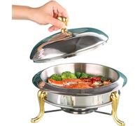 HADECOLL Full Size Round Chafing Dish Set, Stainless Steel Buffet Server Food Warming Tray With Alcohol Furnace And Lid,Size_Name-28Cm