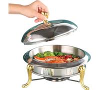 HADECOLL Full Size Round Chafing Dish Set, Stainless Steel Buffet Server Food Warming Tray With Alcohol Furnace And Lid, For Commercial Restaurant Catering Parties Weddings Picnics,Size_Name-28Cm
