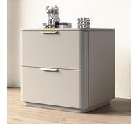 HADECOLL Modern Bedside Nightstand With 2 Drawers Metal Handles & Guides Space-Saving Storage Cabinet Living Room & Office Credenza Dark Gray D,Beige-D_40Cm