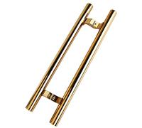 HADECOLL Modern Round Door Pull Handle H-Shape, 60/80/120 Cm Long Entry Push Pull Handles Bar, Sliding Barn Door Set for Hotel Hall Kitchen Garage,Gold-80 Cm (32