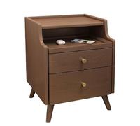 HADECOLL Narrow Wooden Nightstand With 2 Drawers Modern Slim Walnut Bedside Table For Small Spaces Mid-Century Style 35Cm Compact Design,One Color-35Cm