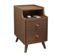 HADECOLL Narrow Wooden Nightstand With 2 Drawers Modern Slim Walnut Bedside Table For Small Spaces Mid-Century Style 35Cm Compact Design,One Color-30Cm