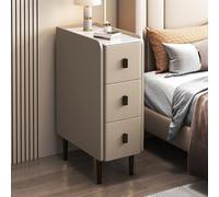HADECOLL Slim Nightstand For Small Spaces, Modern End Table With Synthetic Leather Finish And Metal Legs, 2-Drawer Storage For Bedroom And Living Room Furniture,Cachi-30X40X62Cm(12X16X24Inch)