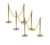 HADECOLL Stanchion Rope, Crowd Control Rope Barrier No Rust 6PCS Stanchion Set for Crowd Control, Queue Barriers Pillar with 3 Velvet Rope & Round Top, for Exhibition, Queue Up, Church