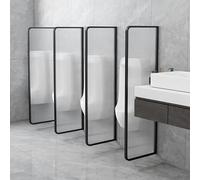 HADECOLL Urinal Partition Tempered Glass Urinal Partition Protection Privacy, Toilet Screen Divider ChangHong Glass, Men Urinal Separating,Black-1 PCS