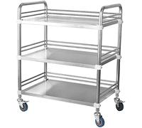 HADECOLL Useful Stainless Steel Medical Cart Serving Trolley Physiotherapy Mobile Care Car Dental Dental First Aid - 2/3-Layer,3 Layer-80x48x86cm