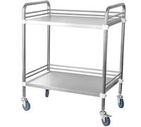 HADECOLL Useful Stainless Steel Medical Cart Serving Trolley Physiotherapy Mobile Care Car Dental Dental First Aid - 2/3-Layer,2 Layer-66x44x86cm