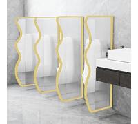 HADECOLL Wall-Mounted Urinal Partition - Translucent Glass Privacy Screen with Stainless Steel Frame for Men's Restrooms & Hotel Bathrooms - Durable & Stylish Bathroom Dividers,Gold-1pcs