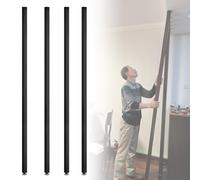 HADECOLL Wooden Slat Divider for Living R- 8-Piece Floor-to-Ceiling Privacy Screen Partition, Standing Wall Column for Large Spaces, Black - 1.7m/5.57ft,Black - 4 Pcs-1.6m/5.24ft