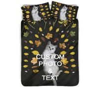 hadefa Custom Bedding Set with 2 Pillowcases, Personalized Duvet Cover Sets with Photo & Text,Suitable for Home Bedroom Decoration