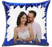 hadefa Custom Sequin Pillow, Custom Lover Couple Pet Photo Pillow Case, Personalized Sequin Throw Pillow Sequins Magic Pillow Cases with Your Loved Ones-Couple Mothers Day Memorial Gifts