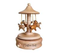 hadefa Customized Carousel Music Box, Personalized Name Carving Wooden Music Box, Birthday, Valentine's Day, Christmas Graduation Home Decoration
