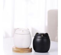 hadefa Customized ceramic pet urn, pet death cremation jar engraved with the pet's name and commemorative date, personalized cute hair collection commemorative cup