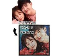 hadefa Customized Mosaic Portrait Personalized Photo Pixel Block Drawing DIY Home Decoration Puzzle Art Gift for Family Friends