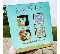 Hadefa Personalized Multi Business QR Code Sign - Scan to Pay & Social Media - Sky Blue, Gold, Rose, Lavender - 7 x 7.7 Inches - Modern, Vibrant, Elegant