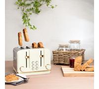 Haden Salcombe Cream Toaster 4 Slice - 6 Adjustable Browning Levels - Stainless Steel Housing - Defrost/Cancel/Reheat Functions - Self-centering Function - Easy to Use and Clean - 1900-2300W