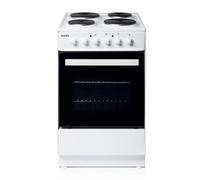 Haden 50cm Freestanding Electric Cooker with 4 Solid Plate Hob, Single Oven, 51L Capacity, White