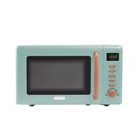 Haden Dorchester Green Microwave Oven - 20L 800W Microwave, Digital Controls, 5 Power Levels - Ideal Countertop Microwave with Wood Effect Finish,
