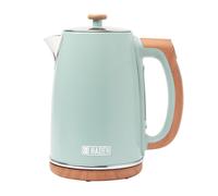 Haden Dorchester Temperature Control Kettle - 3000w Rapid Boil, Wood Effect Finish, 1.7litre - Green Stainless Steel Kettle - Overheat Protection -
