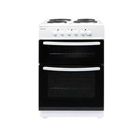 Haden Electric Cooker 60cm Freestanding - 4 Solid Plate Rings - Double Oven Electric Cooker - Conventional Oven - 1000W Variable Grill - Easy To Clean Interior