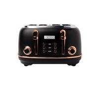 Haden Heritage Black Toaster 4 Slice - Adjustable Browning Control, Reheat and Defrost Functions 4 Slice Toaster - Stainless Steel Toaster 4 Slice -