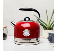 Haden Jersey Red Cordless Kettle - Electric Fast Boil Kettle With Temperature Gauge - 3000W, 1.5 Litre