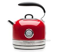 Haden Jersey Red Retro Cordless Kettle 1.5L, BPA Free, 3000W, Stainless Steel - 360-degree Rotation, Auto/Manual Shut-Off, Boil-Dry, 188854