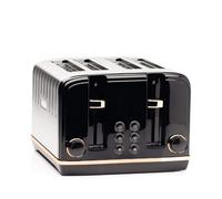 Haden Salcombe Black 4 Slice Toaster - Dual Browning Control, Retro Design, Wide Slot Toaster - Stainless Steel Housing - Self Centring Function -