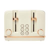Haden Salcombe Toaster - Electric Stainless-Steel Toaster with Reheat and Defrost Functions - Four Slice, 1900-2300W, Cream & Copper - CE05