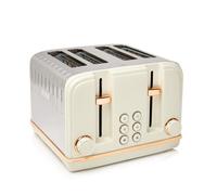 Haden Salcombe Cream Toaster 4 Slice - 6 Adjustable Browning Levels - Stainless Steel Housing - Defrost/Cancel/Reheat Functions - Self-centering