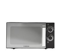 Haden 800W Black Microwave 207777, 20 Litre Capacity, Mirror Door, Manual Controls, 6 Power Levels