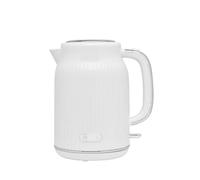Haden York Electric Kettle, 1.7L Fast Boil, White with Chrome Accents, Ridged Texture, 360-Degree Base