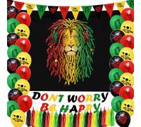 Hades Rasta Party Decorations - Reggae Themed Decor - Jamaica Balloons Garlands Backdrop Banner - Jamaican Birthday Theme Party Supplies for Adults Kids