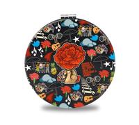 Hadestown Musical Makeup Mirror Hadestown Broadway Gifts Orpheus & Eurydice Gifts Hadestown Pocket Mirror (Red flower uk)
