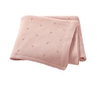 Hadetoto Baby Blanket 100% Cotton Cellular Blanket Baby Soft Cosy Knitted Blanket Pink 100x80cm
