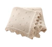 Hadetoto Baby Blanket 100% Cotton Knit Baby Blankets Baby Gifts Baby Essentials for Newborn, 100 x 80 cm (Camel)