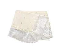 Hadetoto Knit Baby Blanket Cotton Soft Lace Crochet Cellular Blankets Baby Essentials for Newborn Girls Boy, 82x102cm (Cream)