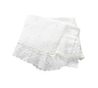 Hadetoto Knit Baby Blanket Cotton Soft Lace Crochet Cellular Blankets Baby Essentials for Newborn Girls Boy, 82x102cm (White)
