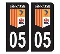 HADEXIA Self-Adhesive Number Plate Registration Stickers for Car Region 05 Hautes-Alpes Logo Black Colour