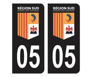 HADEXIA Self-Adhesive Number Plate Registration Stickers for Car Region 05 Hautes-Alpes Logo Black Colour