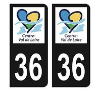 HADEXIA Self-Adhesive Number Plate Registration Stickers for Car Region 36 Indre Ain Logo Region Centre-Val de Loire Black Colour