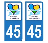 HADEXIA Self-Adhesive Number Plate Registration Stickers for Car Region 45 Loiret Logo Region Centre-Val de Loire Logo