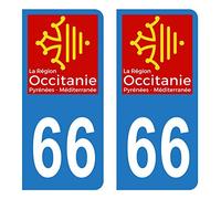HADEXIA Self-Adhesive Number Plate Registration Stickers for Car Region Occitanie 66 Pyrénées-Orientales Logo