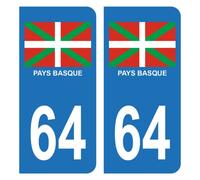 HADEXIA Self-Adhesive Number Plate Stickers for Car 64 Basque Country